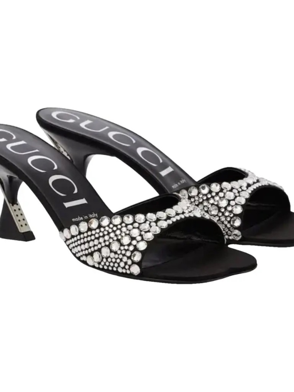 GUCCI Black Crystal Embellished Women’s Heeled Sandals